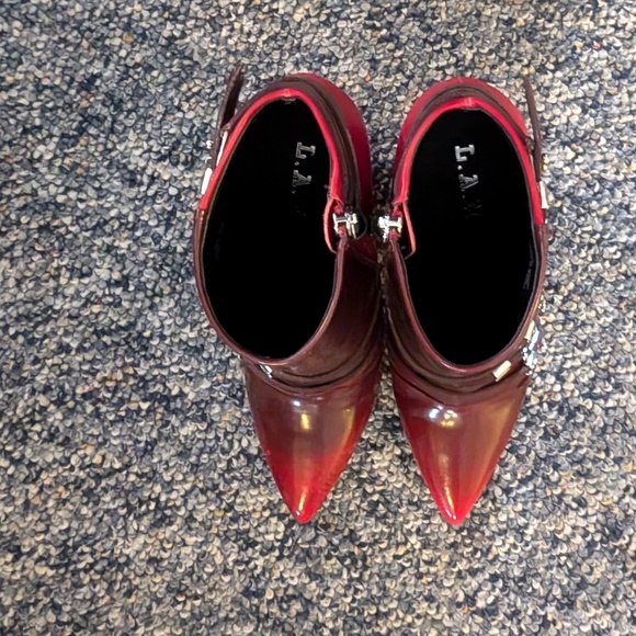 AMAZING L.A.M.B. LAMB GWEN STEFANI RED HIGH HEELED BOOTS WOMEN'S SIZE 6 - Picture 4 of 8